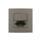 Placa para Móveis 80x80 com Interruptor Simples 10A e Tomada 2P+T 20A MarGirius Sleek Colors Argila
