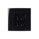 Placa Para Móveis 80x80 Com Tomada Dupla Margirius Sleek 2p+t 20a Preto Ebony