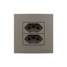 Placa Para Móveis 80x80 Com Tomada Dupla Margirius Sleek Colors 2p+t 20a Argila Argila
