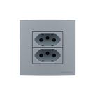 Placa Para Móveis 80x80 Com Tomada Dupla Margirius Sleek Colors 2p+t 20a Cinza Cinza Placa Para Móveis 80x80 Com Tomada Dupla Margirius Sleek Colors 2p+t 20a Cinza Cinza