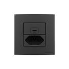 Placa Para Móveis 80x80 Com Tomada Usb-c 2a 10w E Tomada 2p+t 20a Margirius Sleek Colors Grafite Placa Para Móveis 80x80 Com Tomada Usb-c 2a 10w E Tomada 2p+t 20a Margirius Sleek Colors Grafite