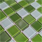 Placa Pastilha De Vidro Para Cozinha Banheiro Piscina Cristal Lisa Mescla Verde 30x30cm - La Bella Griffe