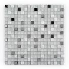 Placa Pastilha Vidro Parede 30cm X 30cm Branco/Prata Placa Pastilha Vidro Parede 30cm X 30cm Branco/Prata