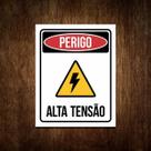 Placa Perigo - Alta Tensão - Sinalização Cuidado Indicativa