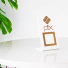 Placa Pix Para Pagamento QR Code Branca - Kit 5 UNID COR: Branco com Bronze