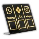 Placa Pix,Whats e Insta Para Pagamento QR Code Cor: Preto com Dourado