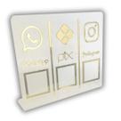 Placa Pix,Whats e Insta Para Pagamento QR Code Cristal - Kit 2 UNID Cor:Cristal Com Dourado
