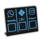 Placa Pix,Whats e Insta Para Pagamento QR Code Preta - Kit 2 UNID Cor: Preto com Azul