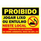 Placa Proibido Jogar Lixo Ou Entulho 30x40cm 1,5mm Placa Proibido Jogar Lixo Ou Entulho 30x40cm 1,5mm