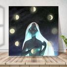 Placa Quadro Astrologia Universo Fases Da Lua Mdf 20x20cm