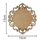 Placa Redonda Trabalhada Lisa Arabesco MDF - 17x15cm