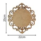 Placa Redonda Trabalhada Lisa Arabesco MDF - 25x22cm