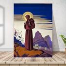 Placa São Francisco De Assis Por Nicholas Roerich 30x30cm
