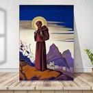 Placa São Francisco De Assis Por Nicholas Roerich 30x42cm