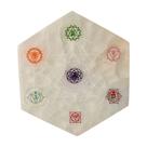 Placa Selenita Hexagonal Grande Metatron Com Chakras 14cm Placa Selenita Hexagonal Grande Metatron Com Chakras 14cm