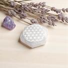 Placa Selenita Natural Hexagonal Flor da vida 7 cm