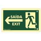 Placa Sinalização 150x250mm Saída á Esquerda Bilíngue Ref PAF322 ENCARTALE