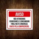 Placa Sinalização - Aviso Não Atendemos Vendedores 18X23