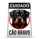 Placa Sinalização Cuidado Rottweiler Cão Bravo 20x30cm