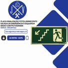 Placa Sinalização Fotoluminescente - Escada de Emergência à Esquerda Baixo com Pictograma Placa Sinalização Fotoluminescente - Escada de Emergência à Esquerda Baixo com Pictograma