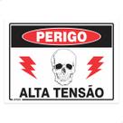 Placa Sinalização Perigo Alta Tensão Risco Choque 20x15cm