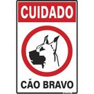 Placa Sinalizacao Poliestireno 20X30 ''Cuidado Cao Bravo'' 250Ah