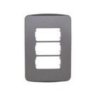Placa Steck Miluz Schneider 4x2 - 3 Módulos Horizontais Com Suporte Grafite