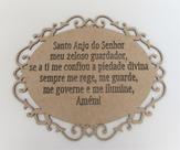 Placa vazada oração santo anjo