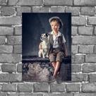 Placa Vintage Menino Com Cachorro 18x27cm