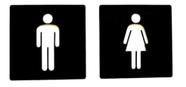 Placas Banheiro Wc Sinalização Lavável Acrílico Preto 4pcs
