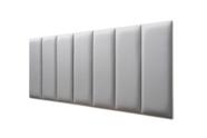 Placas Cabeceira Modulada Adesiva Casal Estofada Sintético Cinza - 140cm x 60cm Kit 7 Placas