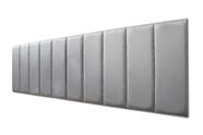 Placas Cabeceira Modulada Adesiva King Estofada Suede Cinza - 200cm x 60cm Kit 10 Placas