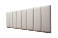 Placas Cabeceira Modulada Adesiva Queen Estofada Suede Off White - 160cm x 60cm Kit 8 Placas