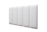 Placas Cabeceira Modulada Adesiva Solteiro Estofada Sintético Branco - 100cm x 60cm Kit 5 Placas