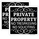 Placas de alumínio, pacote com 2 propriedades privadas, sem invasão de propriedade, 9 x 9 polegadas