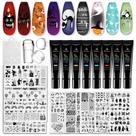Placas de estampagem de unhas Biutee 8 peças com 10 peças de gel de estampagem de esmalte
