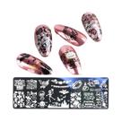 Placas De Estampagem De Unhas De Halloween Com Desenhos Animados: Caveira, Fantasma E Abóbora -