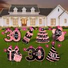 Placas de jardim de 30 anos ComboJoy 7 peças de decoração de festa LED