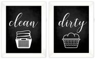 Placas de Lavanderia Clean Dirty para Decoração de Parede, Kit com 2 Peças - Inkdotpot Placas de Lavanderia Clean Dirty para Decoração de Parede, Kit com 2 Peças - Inkdotpot