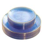Placas de plástico Rubtlamp Clear Blue com borda dourada 60 unidades