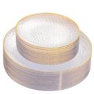 Placas de plástico Rubtlamp Clear com borda dourada 60 unidades para casamento