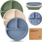Placas de sucção de silicone KeaBabies, pacote com 3 unidades, divididas sem BPA