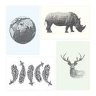Placas Decorativas Animais Safari Geométrico 30x40cm Kit 4u Placas Decorativas Animais Safari Geométrico 30x40cm Kit 4u