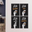 Placas Decorativas Bebidas Born Drinks 20x30cm Kit 4un