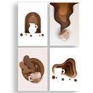 Placas Decorativas Café Paper para Cozinha 20x30cm Kit 4un