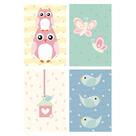 Placas Decorativas Coruja Baby Rosa MDF 30x40cm Kit 4un