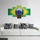 Placas Decorativas em MDF Bandeira do Brasil 5 unidades