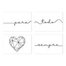 Placas Decorativas Frase Para Todo o Sempre Kit 4un 20x30cm