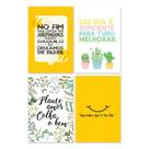 Placas Decorativas Frases Vida Feliz 20x30cm Kit 4un