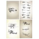 Placas Decorativas Vintage Aviões Antigos 20x30cm Kit 4un